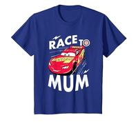 Cars Mcqueen Race To Mum Dia de la Madre Camiseta, Niños, Azul Real, 12 años