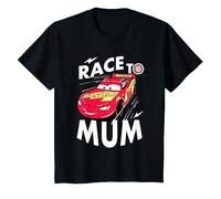 Cars Mcqueen Race To Mum Dia de la Madre Camiseta, Niños, Negro, 3 años