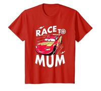 Cars Mcqueen Race To Mum Dia de la Madre Camiseta, Niños, Rojo, 4 años