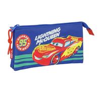 CARS - Portatodo Triple, Estuche Infantil, Estuche Niño, Ideal para Niños en Edad Escolar, Cómodo y Versátil, Calidad y Resistencia, 22x3x12 cm