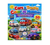 Cars & Trucks Color by Number for Preschool and Kindergarten Kids: 50 Fun Vehicle Coloring Pages with Hidden Object Missions for Kids Ages 3-7