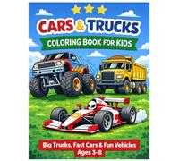 Cars & Trucks Coloring Book for Kids: Big Trucks, Fast Cars & Fun Vehicles - Ages 3-8
