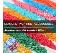 Carsilers Taladro de diamante 535, accesorios de pintura de diamantes de repuesto para taladros perdidos, cuentas de diamante de repuesto, piedras preciosas, redondo, alrededor de 3500 piezas