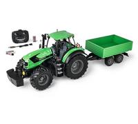 Carson 1:16 Tractor Deutz 8280 TTV con Remolque 100% RTR - Tractor RC, vehículo teledirigido con luz y Sonido, Incluye Pilas y Mando a Distancia, Bulldog teledirigido