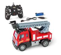 Carson 1:50 Camión de Bomberos Nano City 2.4 GHz - Coche teledirigido, vehículo RC, 40 min de Tiempo de Juego, Juguete para niños, vehículo de construcción, Coche de Control Remoto, Color Rojo