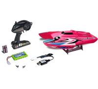 Carson 500108037 Race Shark FD 2.4G 100% RTR Rosa - lancha teledirigida para niños a Partir de 8 años, lancha RC, lancha RC RTR, hasta 25 km/h, 100% RTR (Ready to Run)