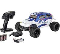 Carson 500404142-1:10 VW Beetle FE 2.4 GHz 100% RTR, vehículo teledirigido, Incluye Pilas y Mando a Distancia, 2 WD, carrocería Impresa, Instrucciones, Off Road Truggy, Blanco/Azul