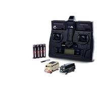 Carson 500504152 1:87 VW T1 Police+ Maltese Combo 2,4GHz LCD - modelo listo para conducir, mando a distancia de 2,4 GHz con conexión de carga, incl. 4 pilas AAAA de emisor, con iluminación LED, manual