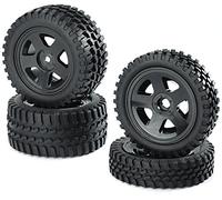 Carson 500900027-1:10 Neumáticos/Llantas Set All Terrain, Accesorios Modelo, Negro
