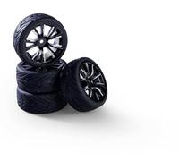 Carson 500900182 1:10 Juego de Ruedas (4) M-Design Plata/Negro - Accesorios de construcción, Pieza de Repuesto, Tuning, neumáticos, Juego de neumáticos