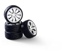 Carson 500900183 1:10 Juego de Ruedas (4) M-Design Blanco/Negro - Accesorios de construcción, Pieza de Repuesto, Tuning, neumáticos, Juego de neumáticos