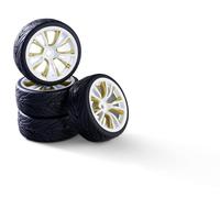 Carson 500900184 1:10 Juego de Ruedas (4) M-Design Blanco/Oro - Accesorios de construcción, Pieza de Repuesto, Tuning, neumáticos, Juego de neumáticos