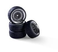 Carson 500900188 1:10 Juego de Ruedas(4) diseño clásico Negro - Accesorios de construcción, Pieza de Repuesto, Tuning, neumáticos, Juego de neumáticos