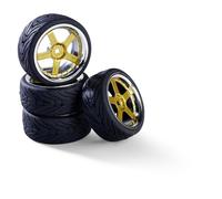 Carson 500900189 1:10 Juego de Ruedas (4) diseño 5 radios Cromo/Oro - Accesorios de construcción, Pieza de Repuesto, Tuning, neumáticos, Juego de neumáticos