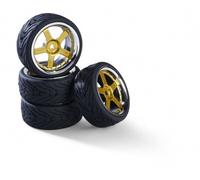 Carson 500900189 - 1:10 Set Ruedas 5 Sp Diseño (4) Cromo / Gol - Nuevo