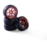 Carson 500900193 1:10 Juego de Ruedas (4) Y-Design3 Rojo - Accesorios de construcción, Pieza de Repuesto, Tuning, neumáticos, Juego de neumáticos