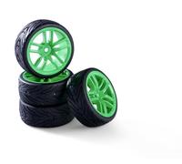 Carson 500900194 1:10 Juego de Ruedas (4) 10 radios Verde - Accesorios de construcción, Pieza de Repuesto, Tuning, neumáticos, Juego de neumáticos
