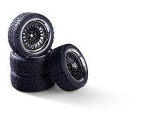 Carson 500900199 1:10 Juego de Ruedas (4) Rally Design3 Cromo/Negro - Accesorios de construcción, Pieza de Repuesto, Tuning, neumáticos, Juego de neumáticos