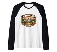 Carson City Nevada, Recuerdo de la Capital del Estado, Retro, Vintage Camiseta Manga Raglan