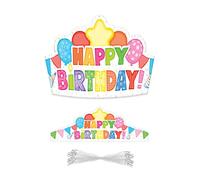 Carson Dellosa - 30 coronas de papel de cumpleaños para niños, suministros coloridos para el aula y fiestas, sombreros de fiesta feliz