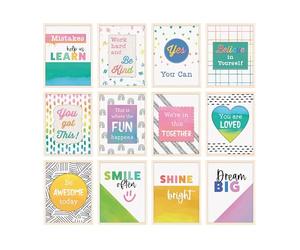 Carson Dellosa Creatively Inspired 12-Piece Posters, Motivational 8.5" x 11" Wall Art With Rainbows and Positive Affirmations for Bulletin Board, Boho Decor, Classroom Must Haves