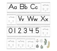 Carson Dellosa - Juego de tablero de anuncios de 52 piezas con alfabeto manuscrito de granja y línea de números, línea de alfabeto de aula de granja, línea de números, gráficos fonéticos, decoración