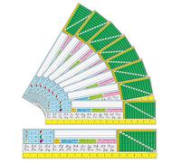 Carson Dellosa - Placas de identificación cursivas modernas: etiquetas para estudiantes con línea de nombre, guía de letras del alfabeto cursivo, regla, tabla de multiplicación, tabla de valor