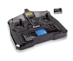 Carson FS 4K Reflex Stick Pro 4 LCD - Mando a Distancia RC, Sistema de 4 Canales de 2,4 GHz, Pantalla LCD, Memoria de Modelo, Doble Velocidad, Caja de Seguridad, Color Negro