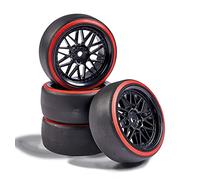 Carson Juego de Ruedas Drift 500900157 1:10 (4) Negro/Rojo - Accesorios para maquetas, Pieza de Repuesto, Tuning, neumáticos, Set de neumáticos