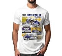 CARSPIRIT Camiseta 306 Maxi Rallye, coche de carreras, diseño técnico 2,0 L 16 V, blanco