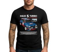 CARSPIRIT Camiseta Maxi 5 Turbo, Rally Monte Carlo 1985, diseño de coche de carreras retro, negro, Negro , L
