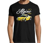 CARSPIRIT Camiseta para hombre de coche Alpine A110, corte moderno, calidad francesa, 100% algodón orgánico, Negro , L