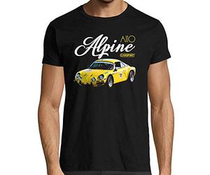 CARSPIRIT Camiseta para hombre de coche Alpine A110, corte moderno, calidad francesa, 100% algodón orgánico, Negro , L