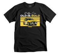 CARSPIRIT Camiseta Rally Car Old is Gold, Monte Carlo R5 Turbo, diseño retro amarillo y negro, coche de carreras, Negro , M