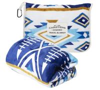 CARSTENS, INC. Manta de Viaje, Manta de avión compacta 2 en 1, diseño Azteca Azul Cielo Abierto