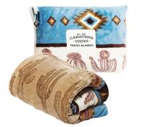 CARSTENS, INC. Manta de Viaje, Manta de avión compacta 2 en 1, diseño de Rayas de Cactus