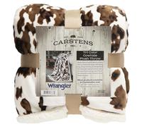 CARSTENS, INC. Wrangler - Cobija Sherpa extra afelpada de piel de vaca negra y marrón, grande de 54 x 68 pulgadas