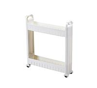 Cart De Cocina De 10 Cm De Ancho, Estantería Blanca, Carrito De Almacenamiento Con Ruedas Para Lavandería De Oficina De Baño De Cocina, Con Manijas, Con Ganchos Adicionales, Sin Tornillo (Color: Blanc