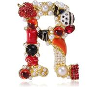 Carta Broche A-Z con cristal, perla de cristal broche inicial esmalte chapado en oro colorado letra alfabeto alfil de pecho joyería para regalos (R)