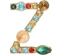 Carta Broche A-Z con cristal, perla de cristal broche inicial esmalte chapado en oro colorado letra alfabeto alfil de pecho joyería para regalos (Q)