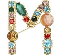 Carta Broche A-Z con cristal, perla de cristal broche inicial esmalte chapado en oro colorado letra alfabeto alfil de pecho joyería para regalos (G)
