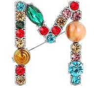 Carta Broche Pins colorido inicial para las mujeres Artesanías Pin Plateado A-Z 26 letra broche regalo de las mujeres (M)