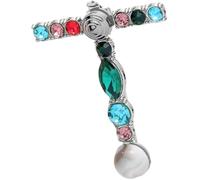 Carta Broche Pins colorido inicial para las mujeres Artesanías Pin Plateado A-Z 26 letra broche regalo de las mujeres (T)