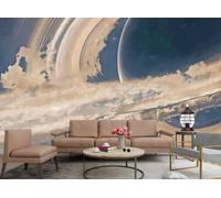 Carta da parati, arte moderna, universo, via lattea, anelli di Saturno, dipinto strutturato, divano TV, parete di sfondo del soggiorno, sala da pranzo, camera da letto, murale per studio, 3D, 300x210