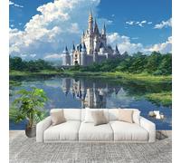 Carta da parati Fotografica 400x280 cm Riflesso Del Castello Delle Fiabe Impermeabil Resistente ai raggi UV, inodore Rimovibile Carta per Pareti Blu Soggiorno Da Letto Sala Murale Panoramico