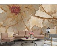 Carta da parati, moderna pittura astratta a inchiostro, texture floreale gialla appassita, parete di sfondo del divano TV, murale dello studio del soggiorno della camera da letto, 3D, 250x175cm