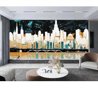 Carta da parati, murale di arte moderna 3D con silhouette di città in acquerello, sfondo per divano TV e soggiorno, murale per sala da pranzo, camera da letto e studio, 3D, 150x105 cm