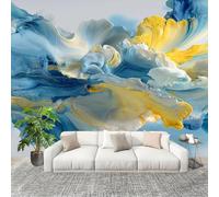 Carta Da Parati Murale H D 350x256 cm Linee Fluide Astratte Carta da Parati Fotografica decorare Casa Rimovibile Blu E Bianco Per Bagno Cucina Sala Pranzo Gabinetto Casa Degli Ospiti