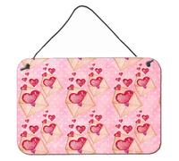 ""Carta de amor en acuarela rosa de Caroline's Treasures, impresi n en metal de 8"" de alto x 12"" de ancho, multicolor""""