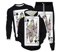 Carta de Juego Póker Impresión 3D Mujeres Hombres Sudaderas con Capucha y Sudadera y Pantalones de Chándal Chándal 3 Piezas Conjunto Ropa Deportiva